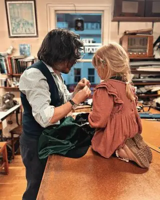 Generation 4 is getting involved, fingers crossed 🤞 
.
.
.
#familybusiness #tailor #tailoring #teaching #sartorial #sartoria #bespoketailoring #since1967 #fatherdaughter